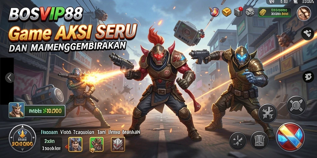 Screenshot gameplay BOSVIP88 menunjukkan aksi penuh adrenalin.
