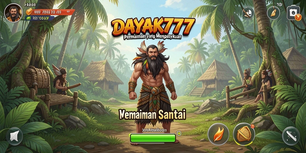 Tampilan gameplay DAYAK777 yang menarik dan penuh warna.