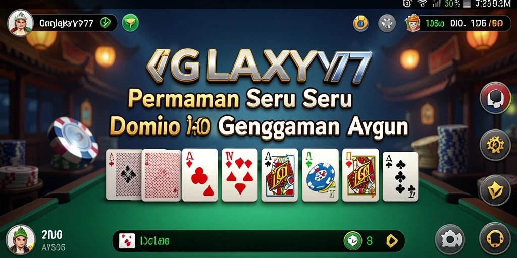 Screenshot GALAXY77 menampilkan aksi permainan domino yang seru dan menegangkan.