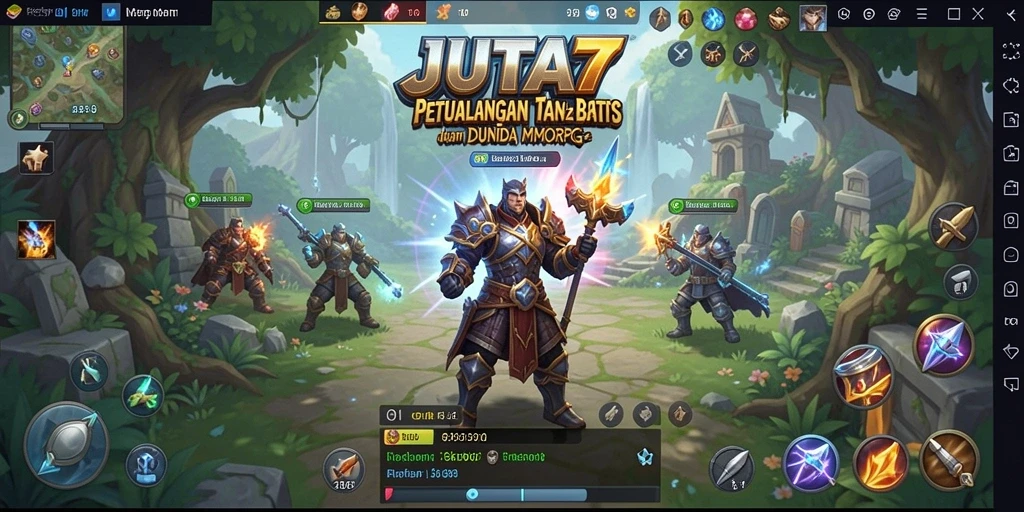Screenshot gameplay JUTA7 yang menampilkan pertempuran epik dalam MMORPG.