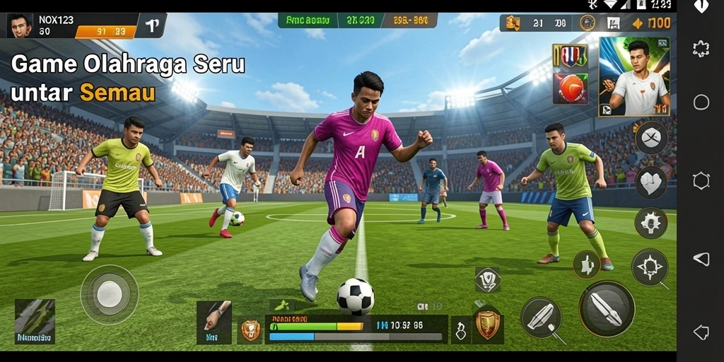 Screenshot gameplay NOX123 yang menampilkan aksi olahraga yang mendebarkan.