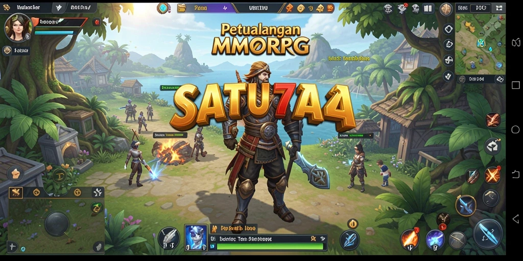 Tampilan aksi epik dalam gameplay MMORPG SATU77.