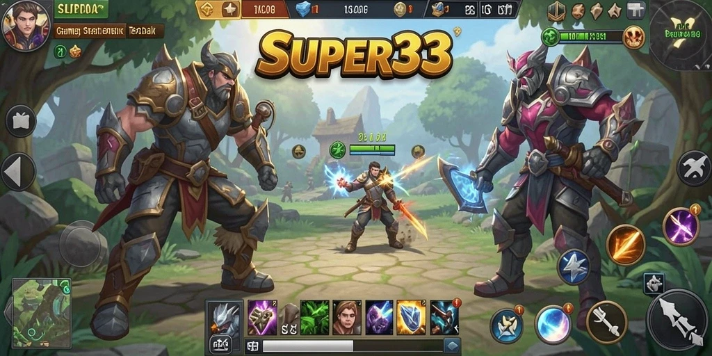 Tampilan gameplay SUPER33 yang menarik dan kompetitif.